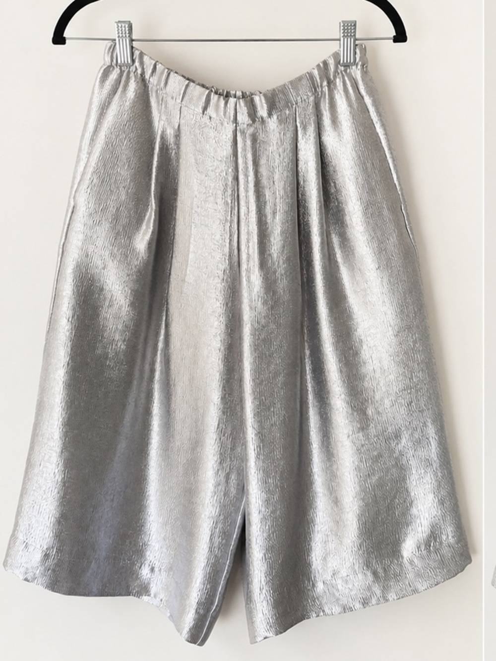 Maria McManus Metallic Silver Wide Leg Long Shorts Culottes Medium
